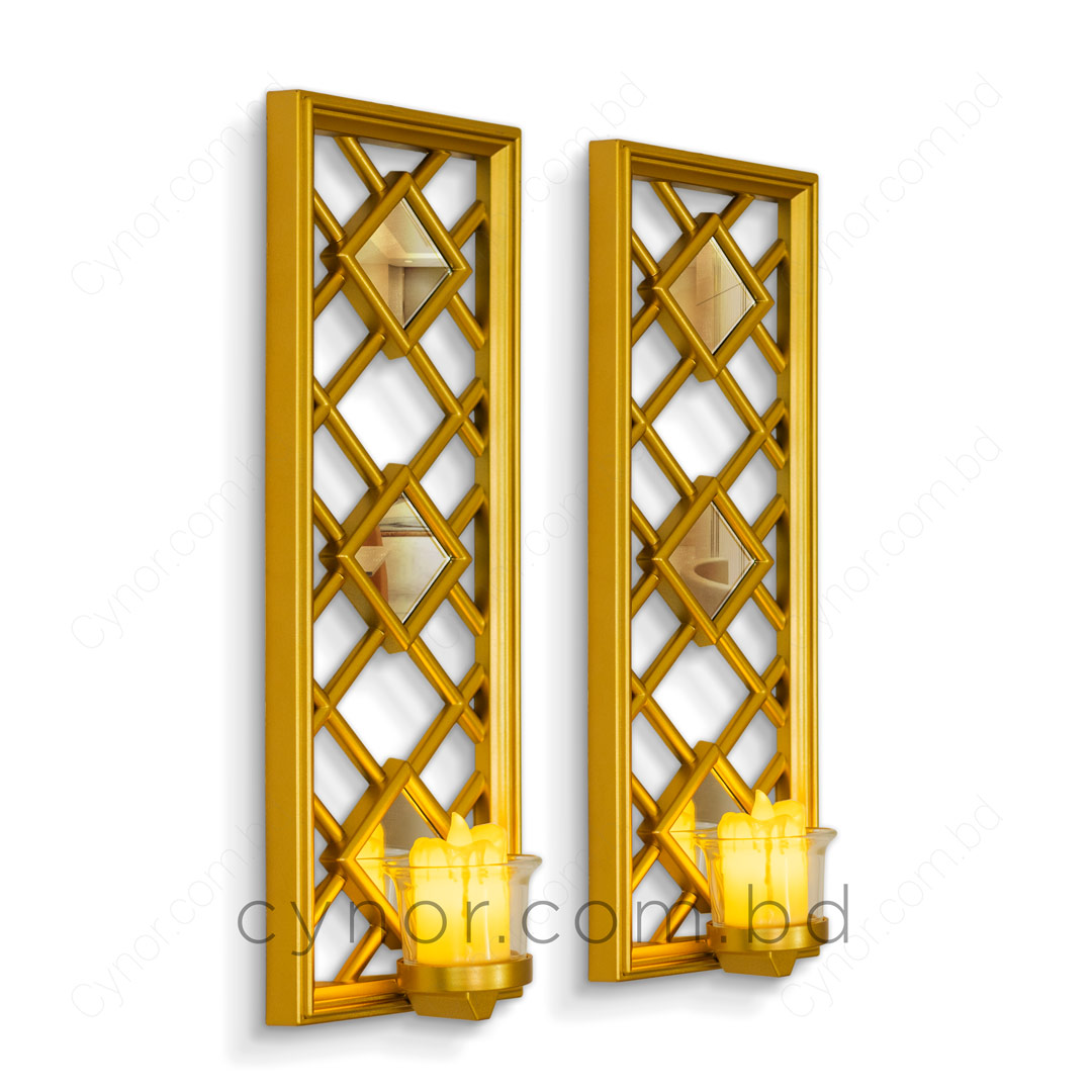 CH132-1-Decorative Golden Wall Hanging Candle Holders Set with Glass Cups (3)