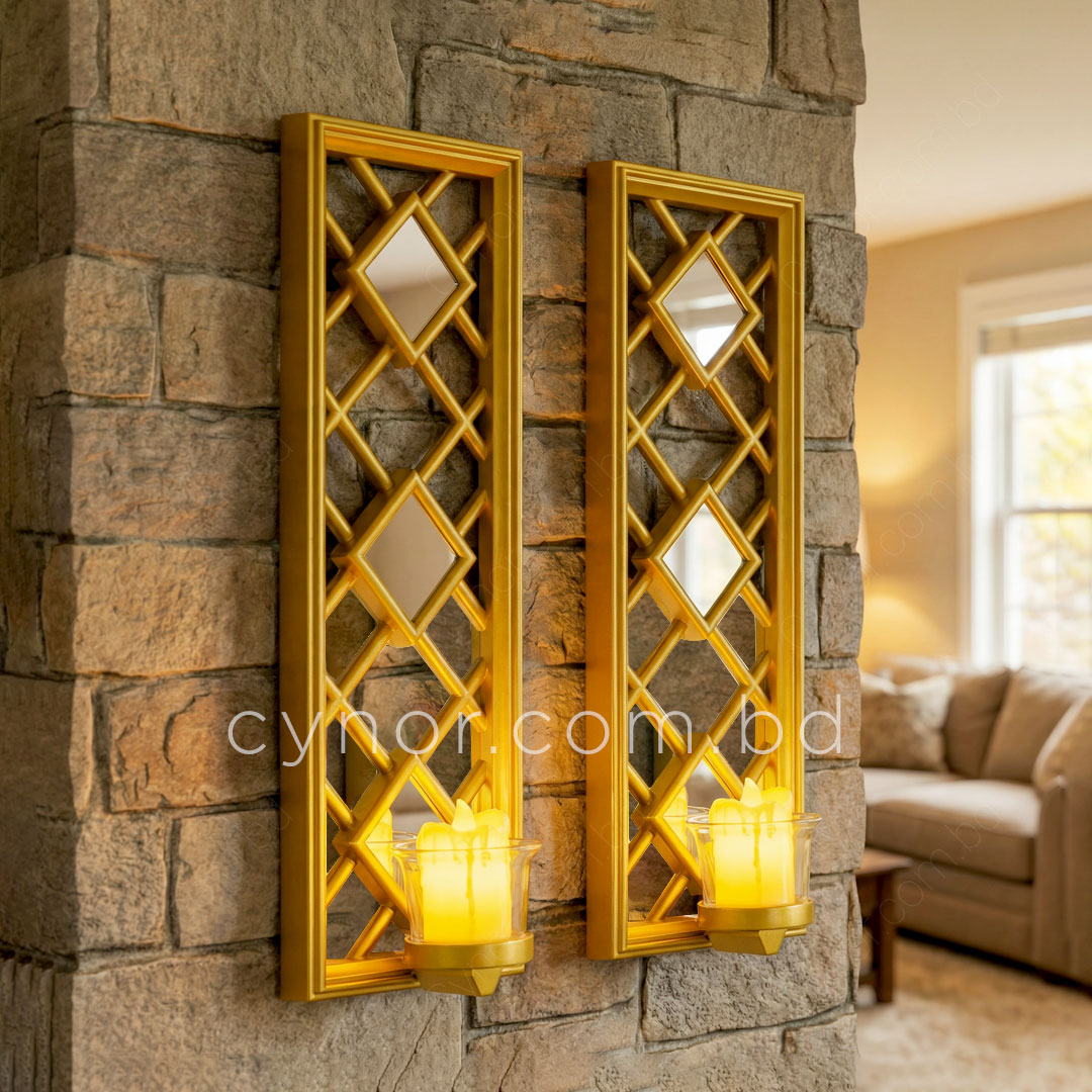 CH132-1-Decorative Golden Wall Hanging Candle Holders Set with Glass Cups (8)