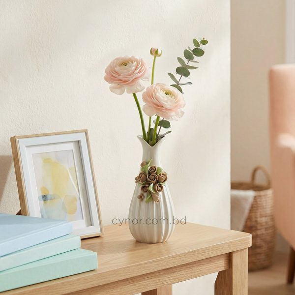 Porcelain Vase with Floral Ceramic Design