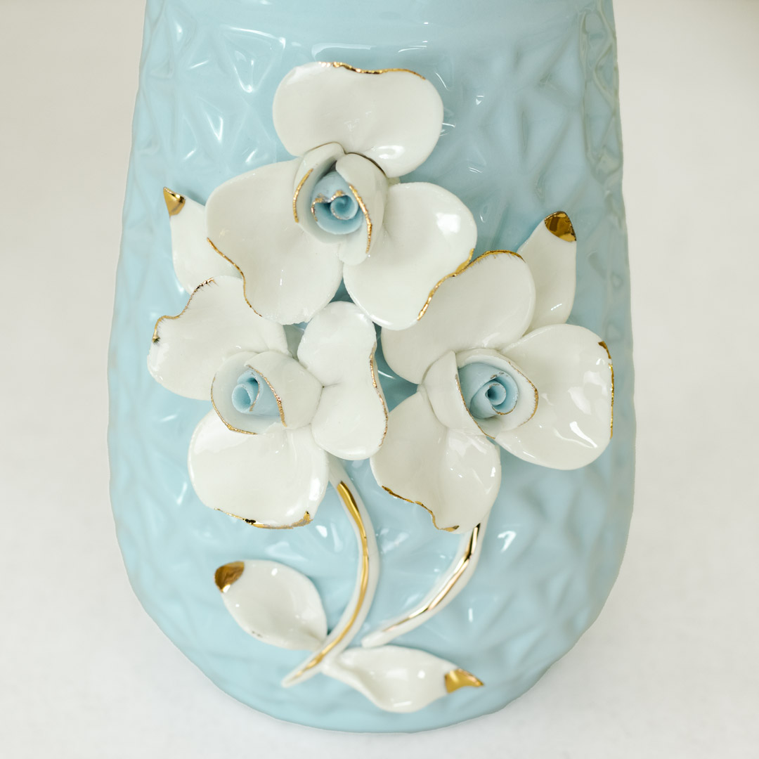 HD249-Blue-Ceramic Porcelain Blue Vase White Floral Design (4)