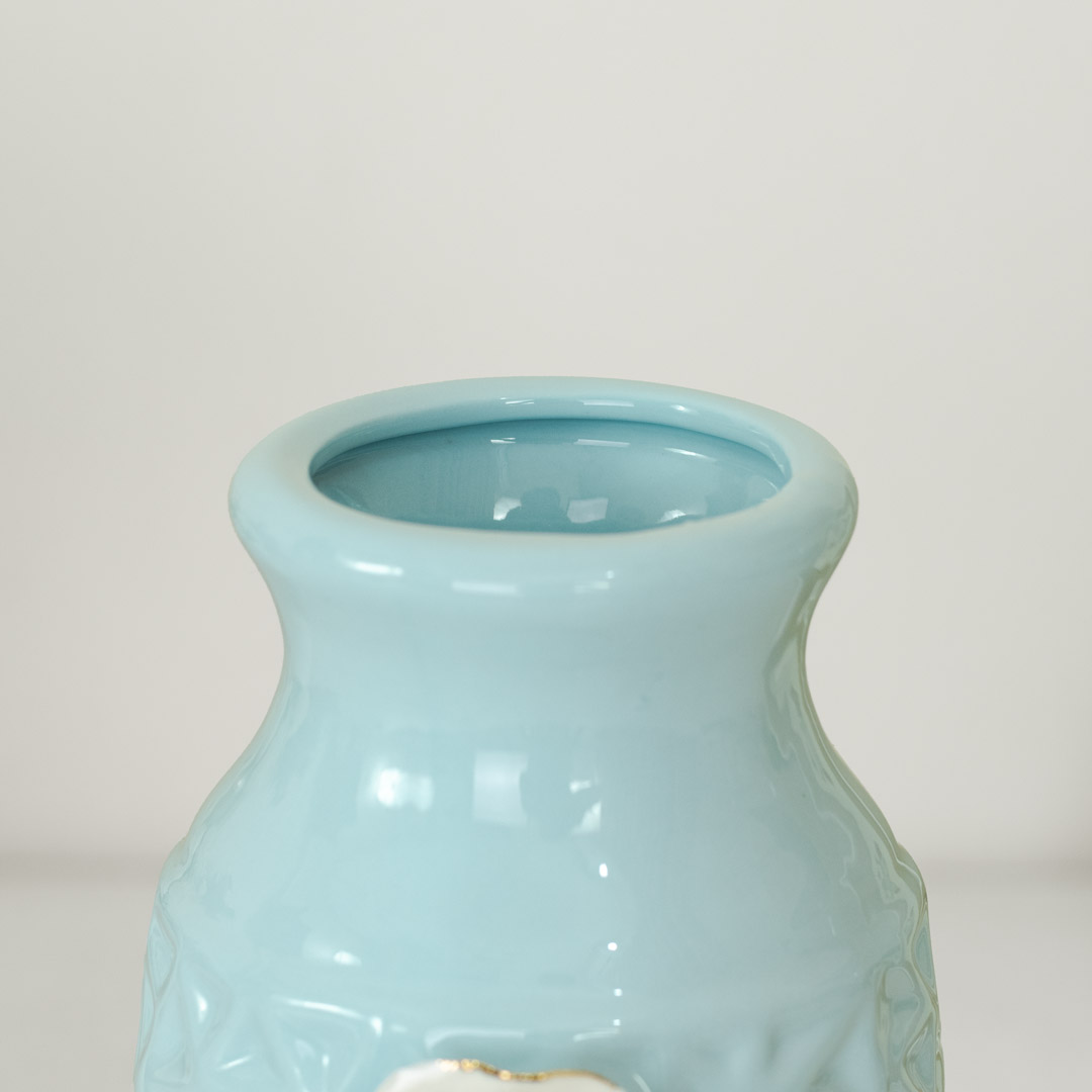 HD249-Blue-Ceramic Porcelain Blue Vase White Floral Design (5)