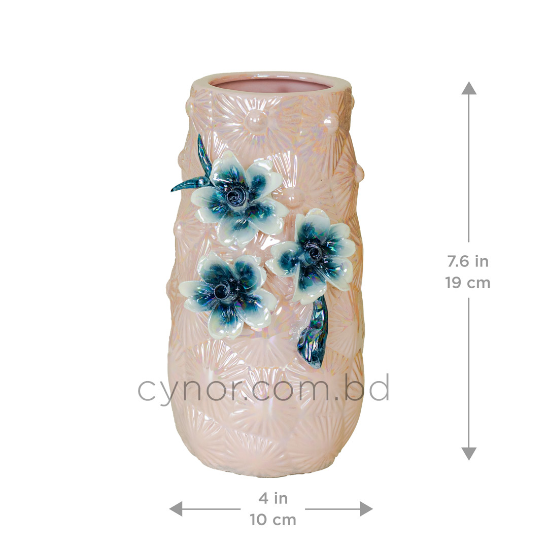 HD250-Pink-Ceramic Porcelain Pink Vase with Floral Design (2)