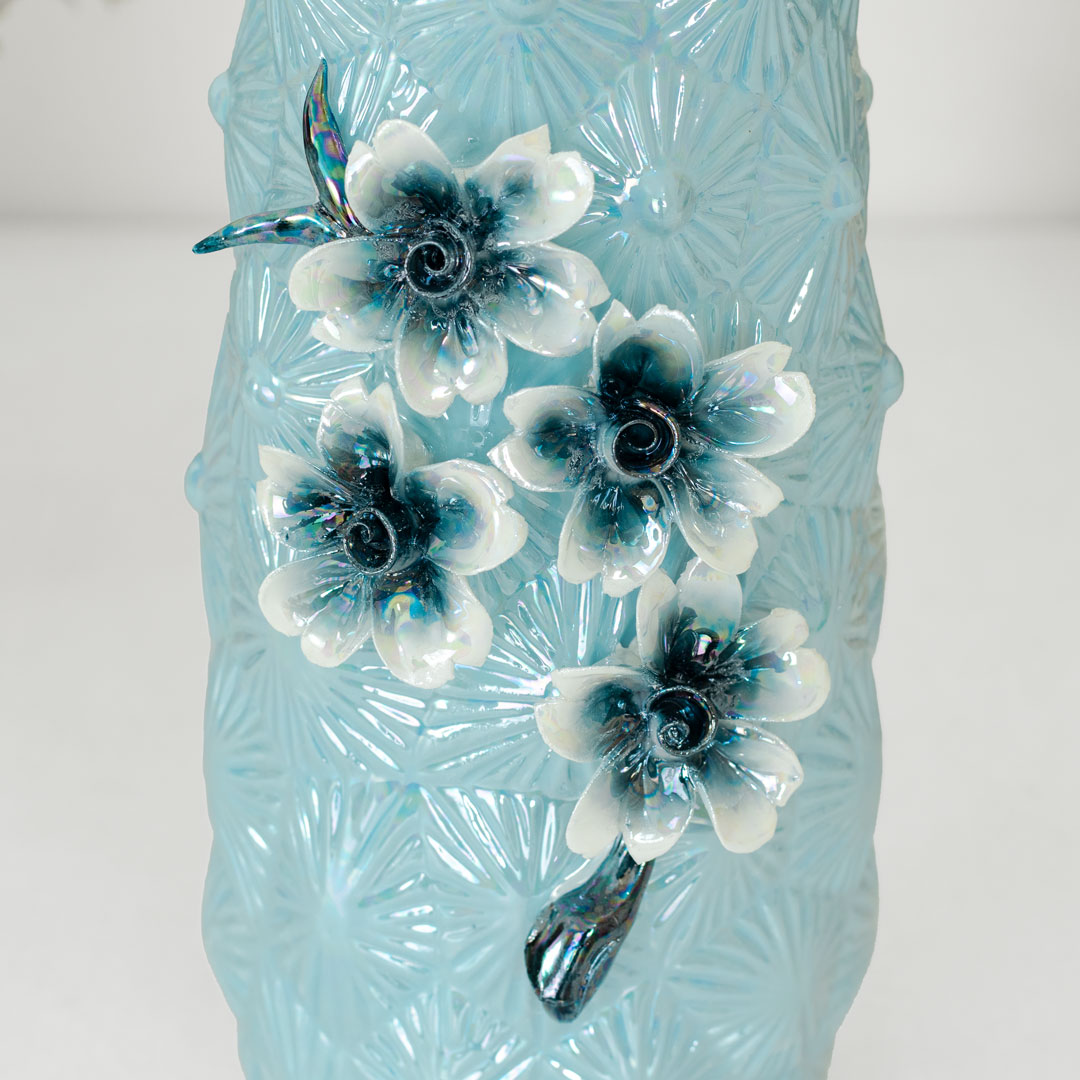 HD251-Blue-Blue Porcelain Ceramic Vase with Floral Design (3)
