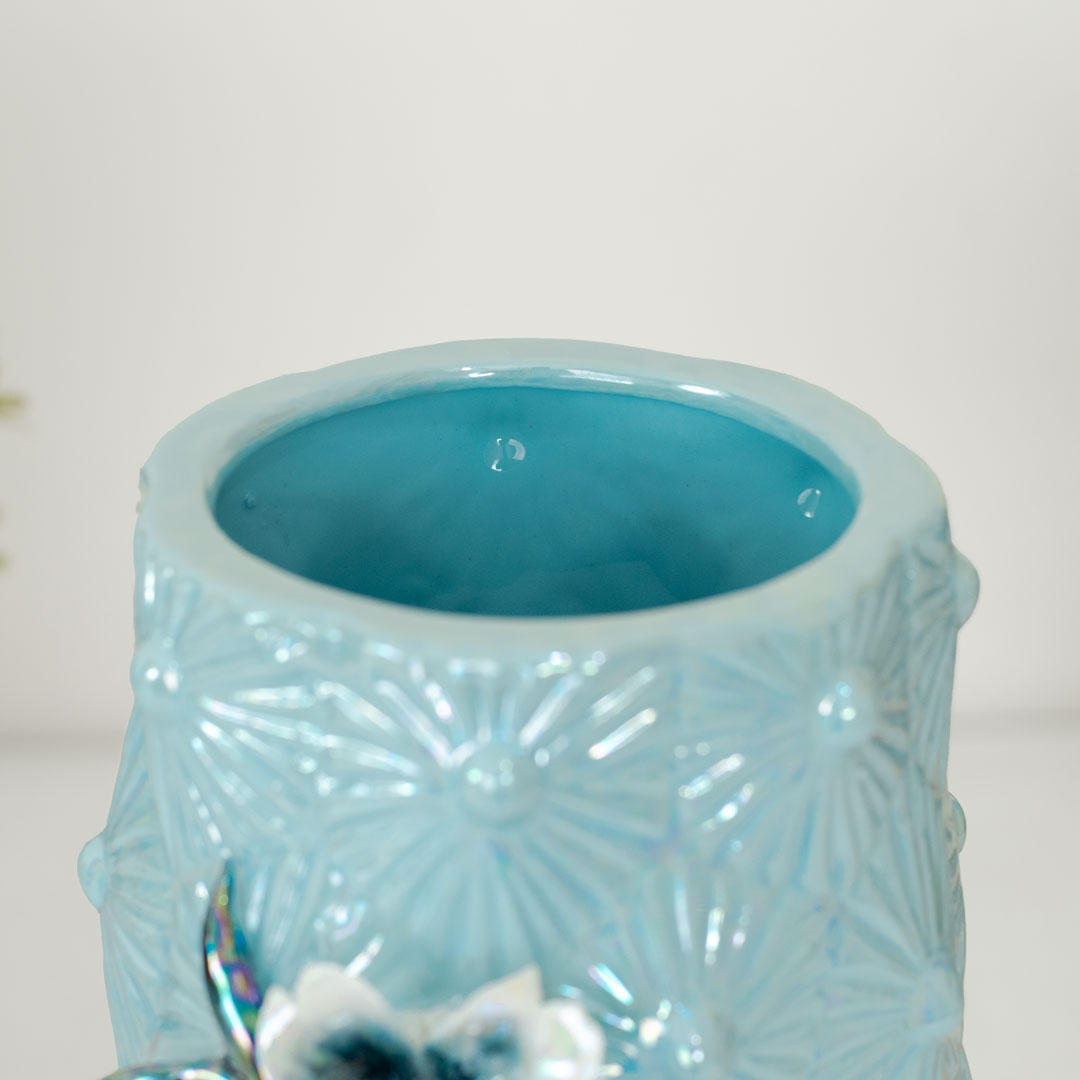 HD251-Blue-Blue Porcelain Ceramic Vase with Floral Design (4)
