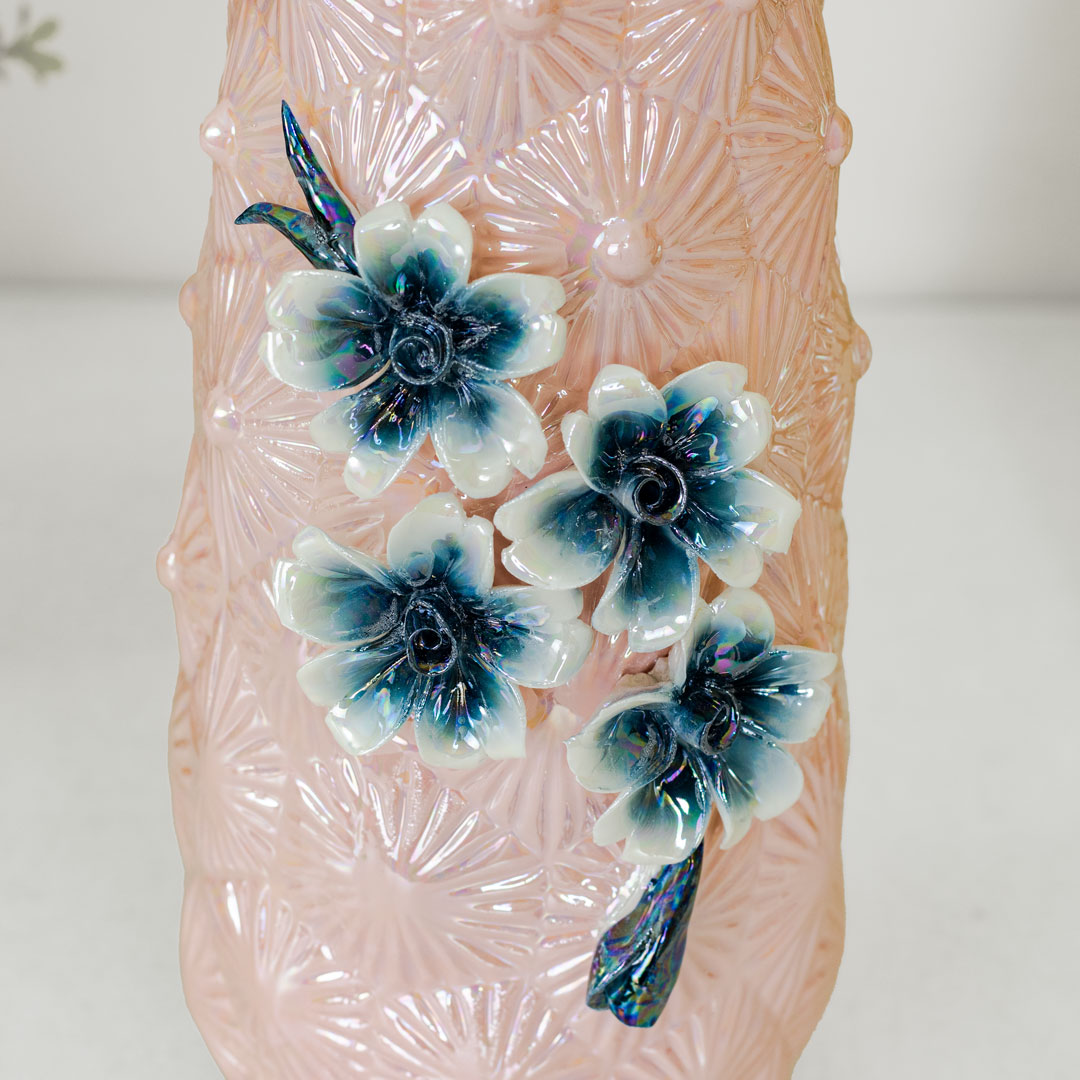 HD251-Pink-Pink Porcelain Ceramic Vase with Floral Design (3)