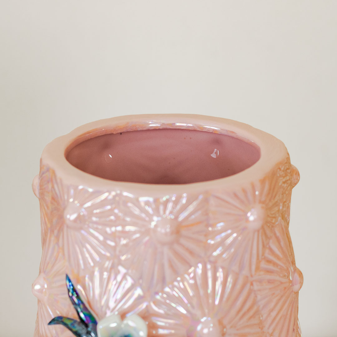 HD251-Pink-Pink Porcelain Ceramic Vase with Floral Design (4)
