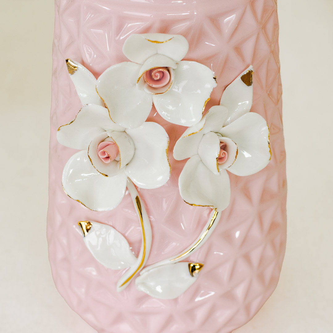 HD252-Pink-Pink Porcelain Ceramic Vase with Floral Design (4)