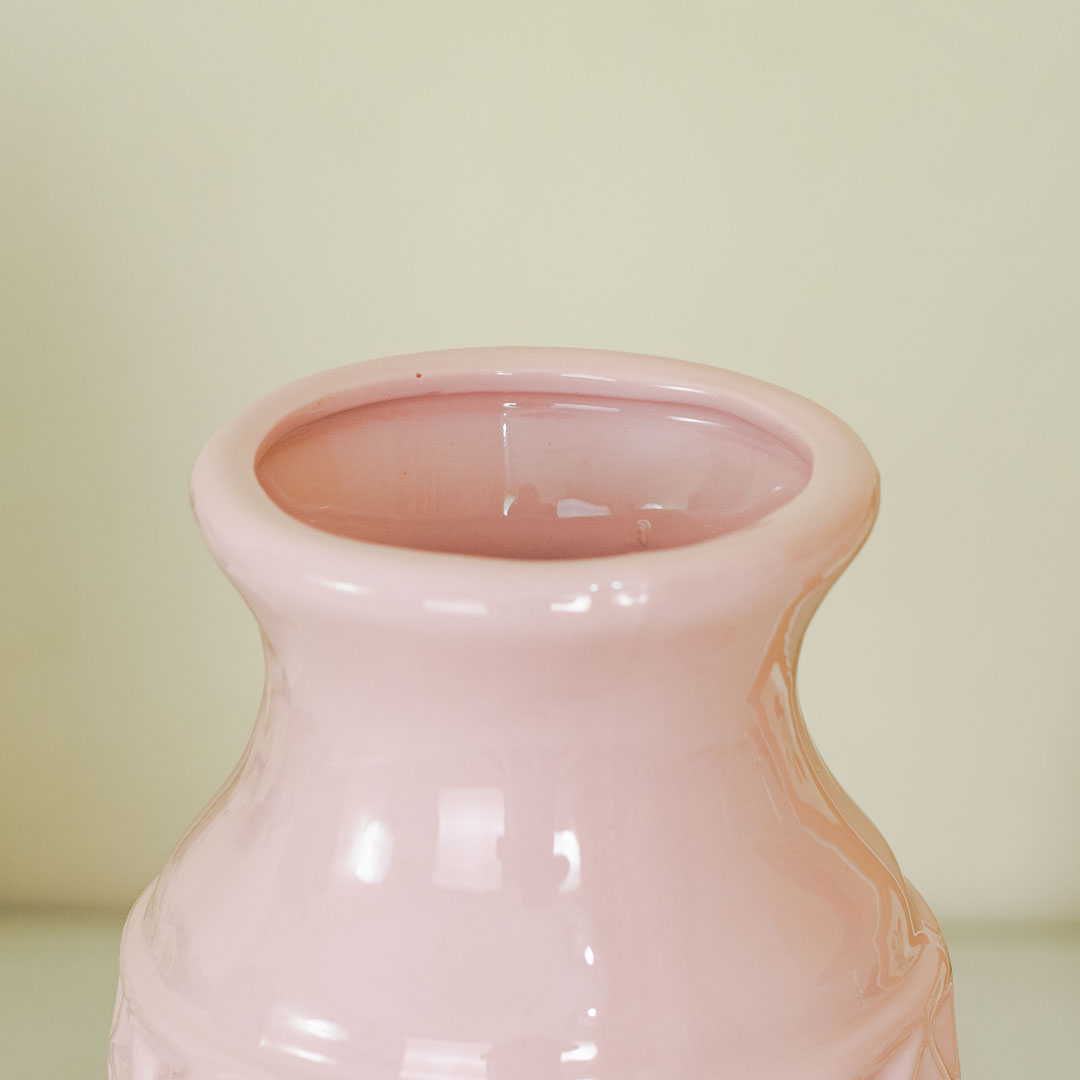 HD252-Pink-Pink Porcelain Ceramic Vase with Floral Design (5)