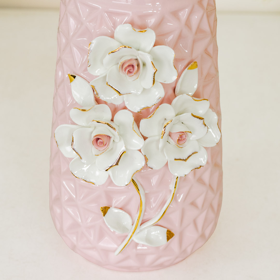 HD253-Pink-Pink Porcelain Ceramic Flower Vase Decorative Floral Design (3)