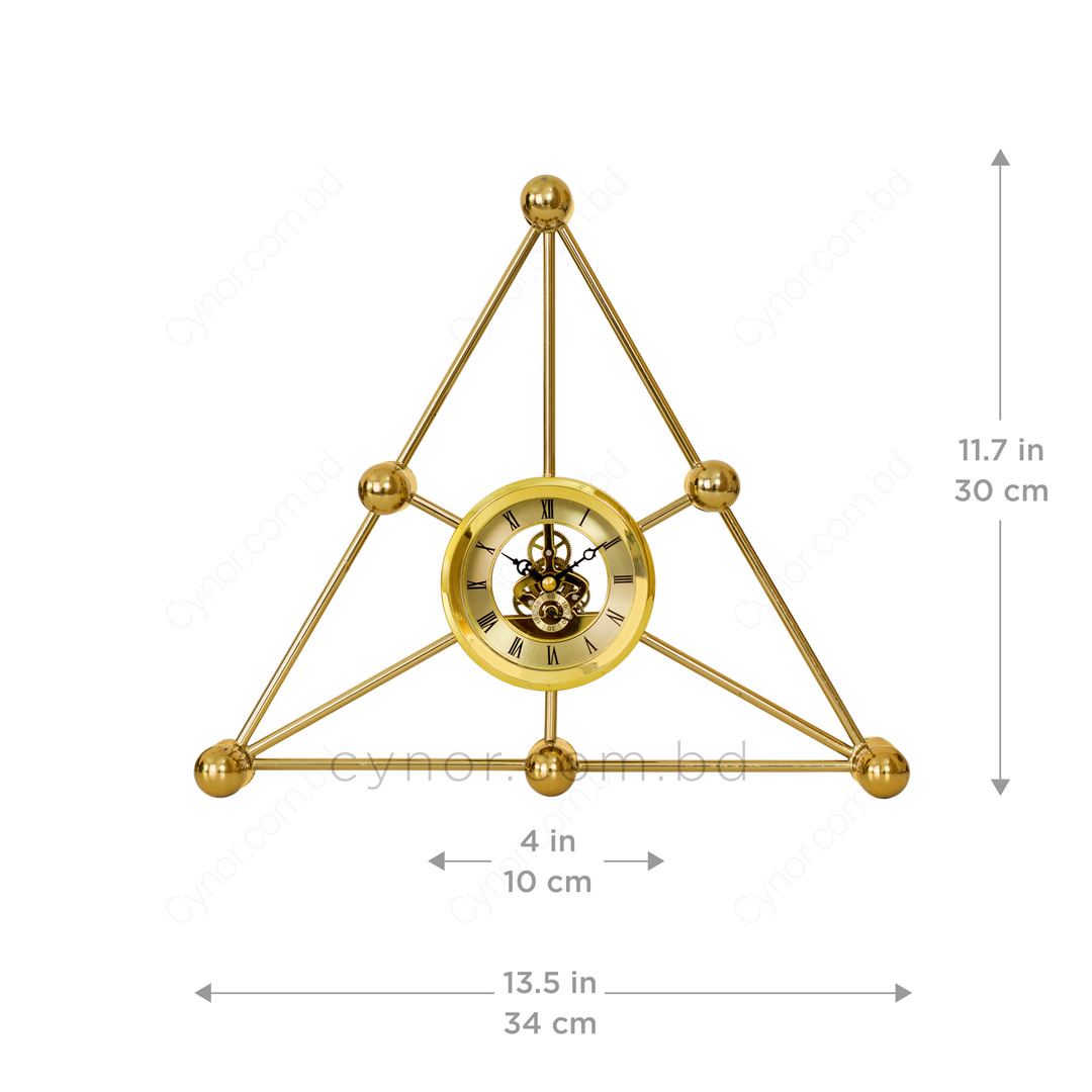 WC737-Luxury Golden Metal Table Clock Triangle Shape and Glass Dial (3)