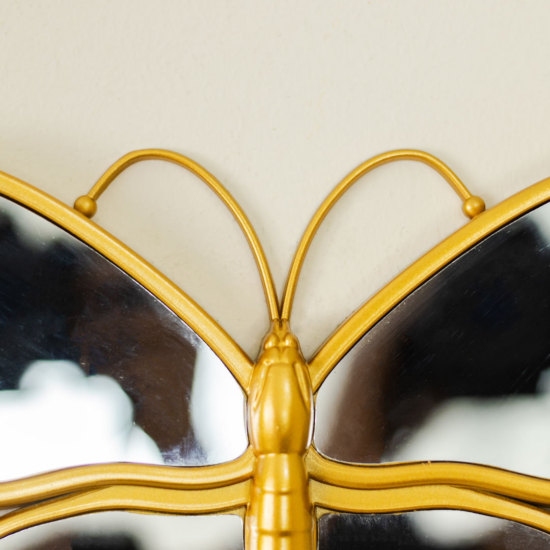 WR692-Golden 3 Piece Butterfly Mirror Set Fiber Wall Art Decor (15)