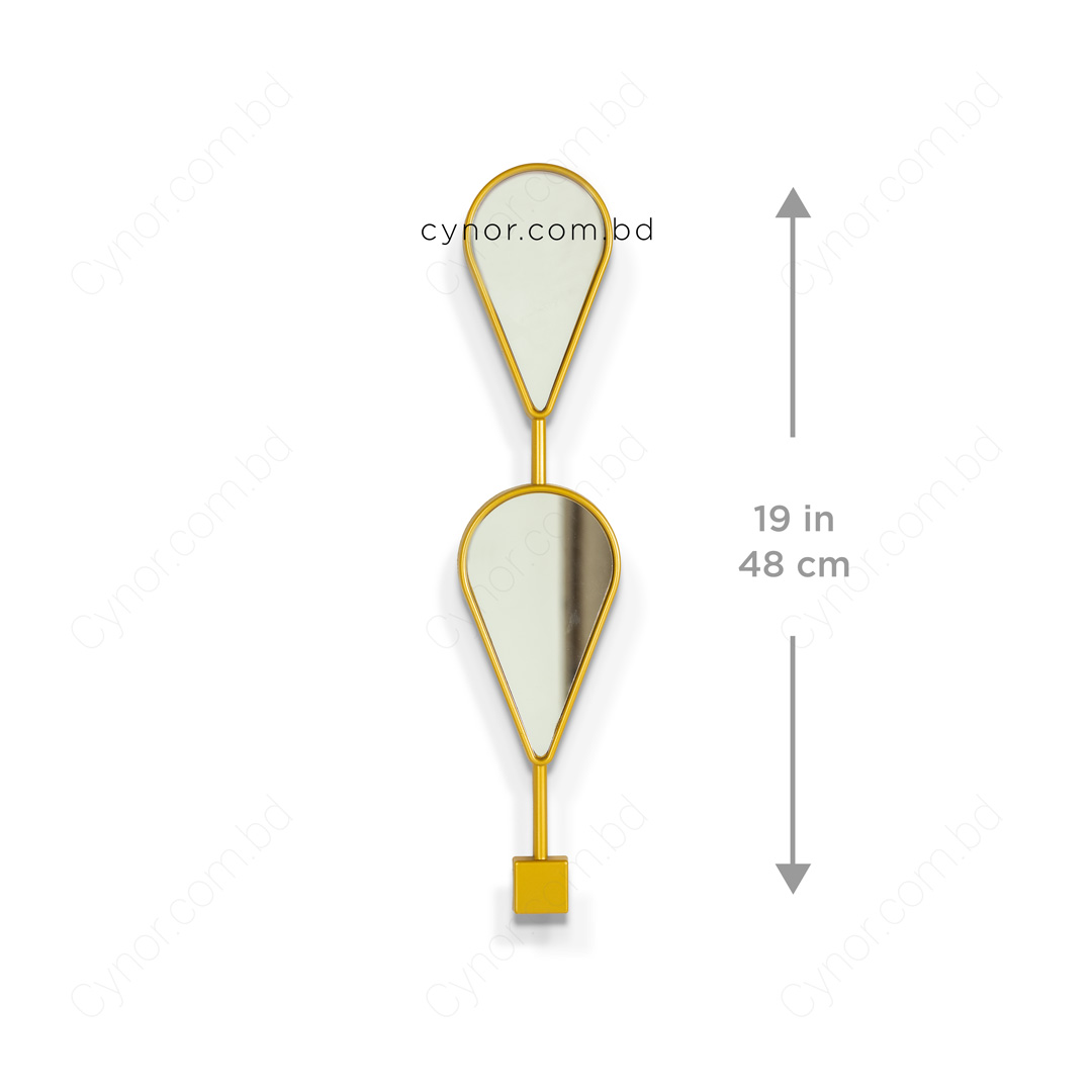 WR696-5-Piece Droplet Wall Mirror Set with Golden Fiber Frame (3)