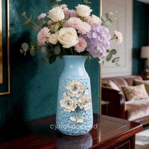 HD253-Blue-Blue Porcelain Ceramic Flower Vase Decorative Floral Design-01 (2)