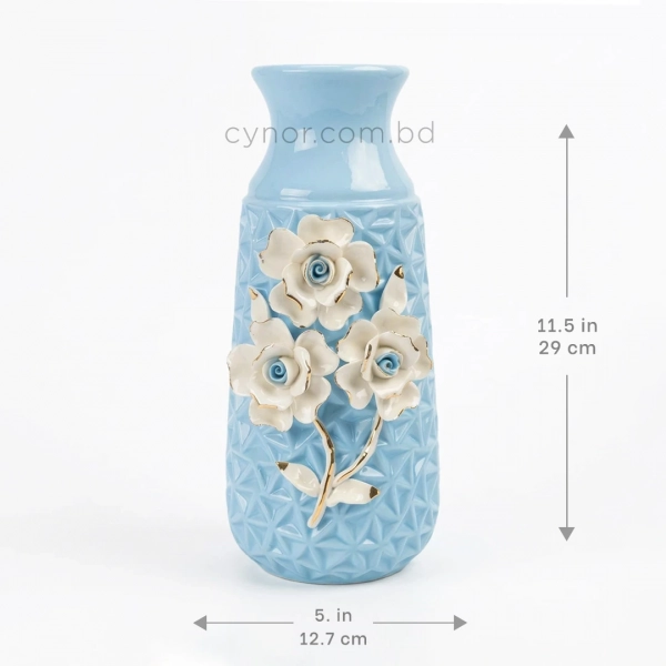 HD253-Blue-Blue Porcelain Ceramic Flower Vase Decorative Floral Design-01 (3)