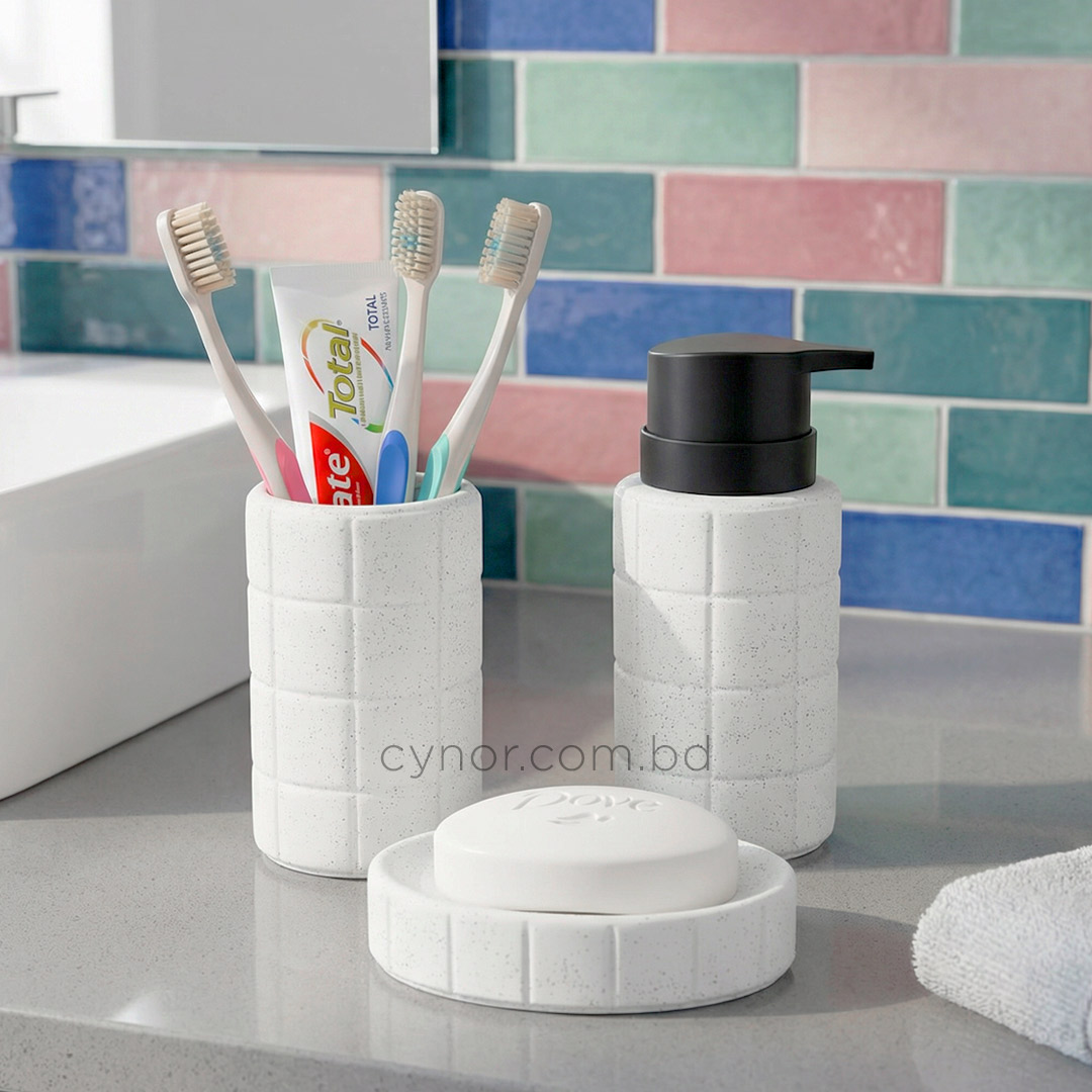 KC229-White-Porcelain Ceramic 3 Piece Bathroom Accessory Set White (1)