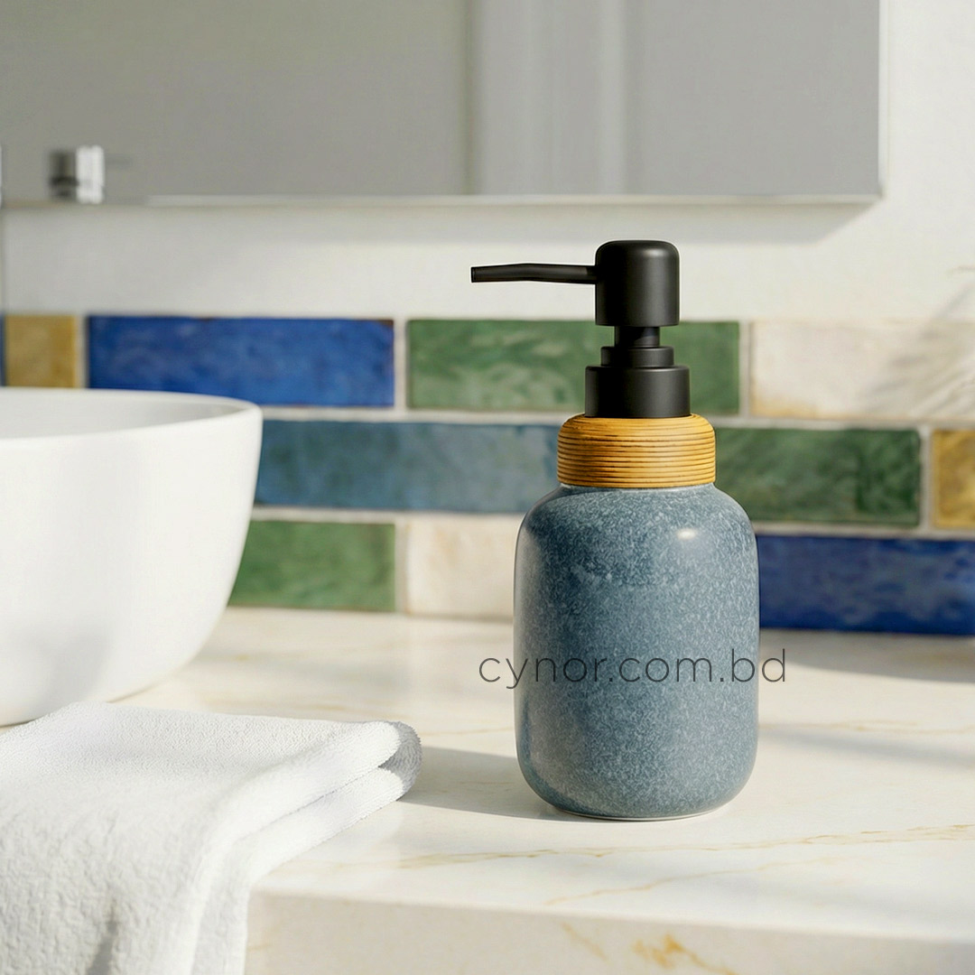 KC230-Ash-Blue-Ash Blue Porcelain Ceramic Soap Shampoo Lotion Dispenser (1)