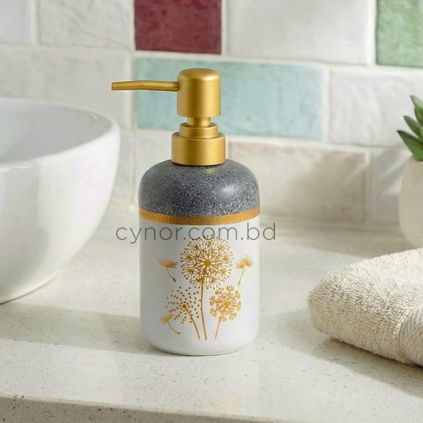 Ash White Golden Porcelain Ceramic Soap Shampoo Lotion Dispenser