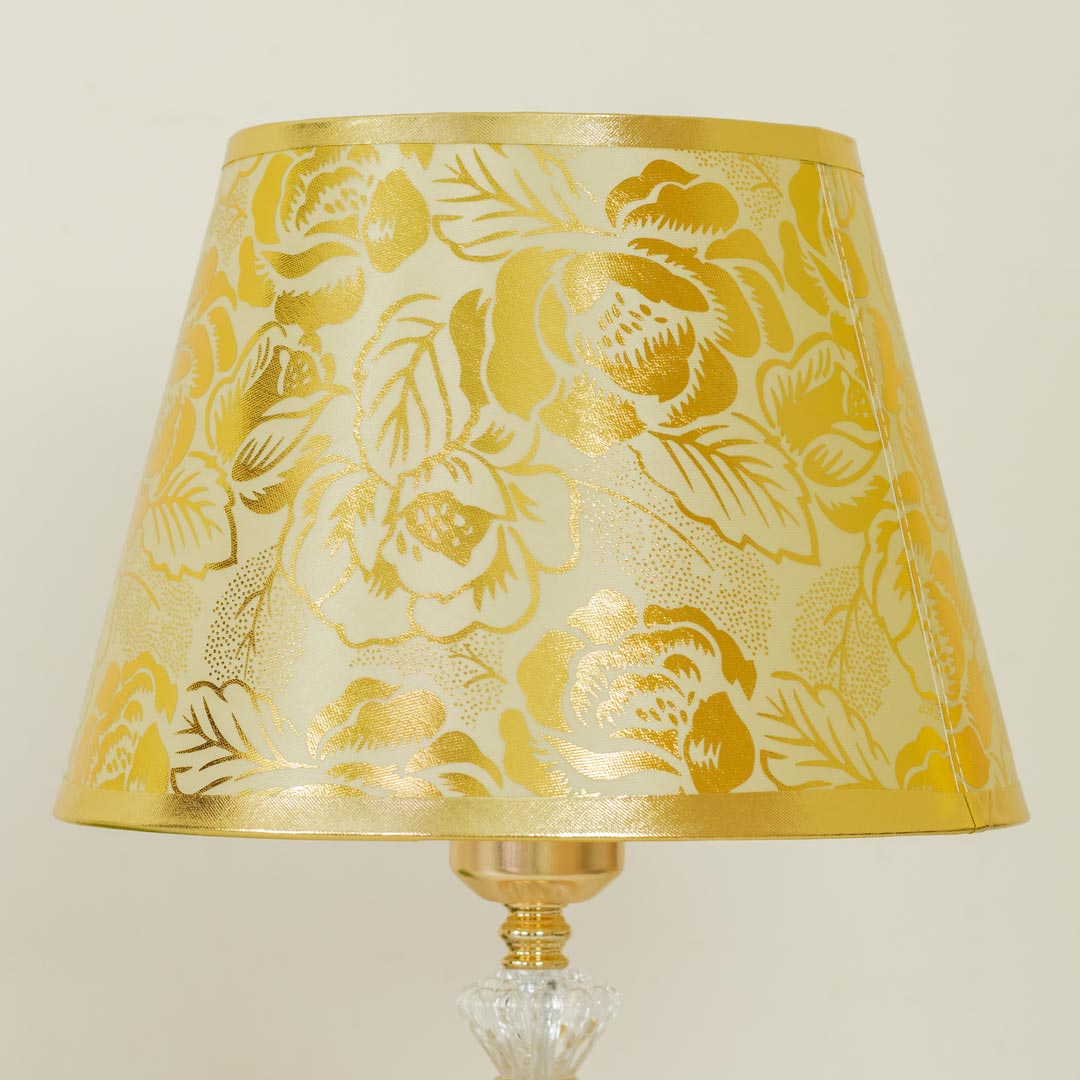 TL387-Golden Metal Table Lamp with Crystal Design Floral Pattern Plastic Shade (9)