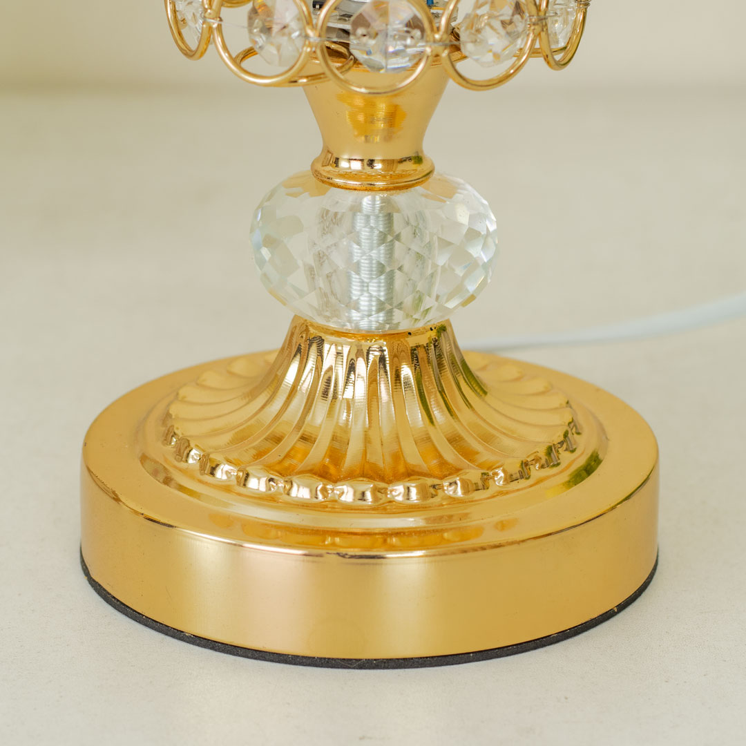TL388-Golden Metal Table Lamp with Crystal Design and Leaf Pattern Shade (6)