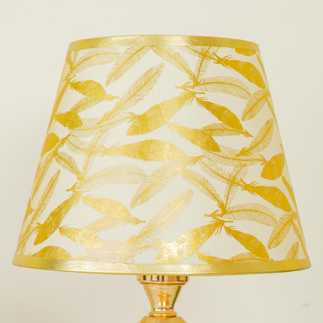 TL388-Golden Metal Table Lamp with Crystal Design and Leaf Pattern Shade (8)