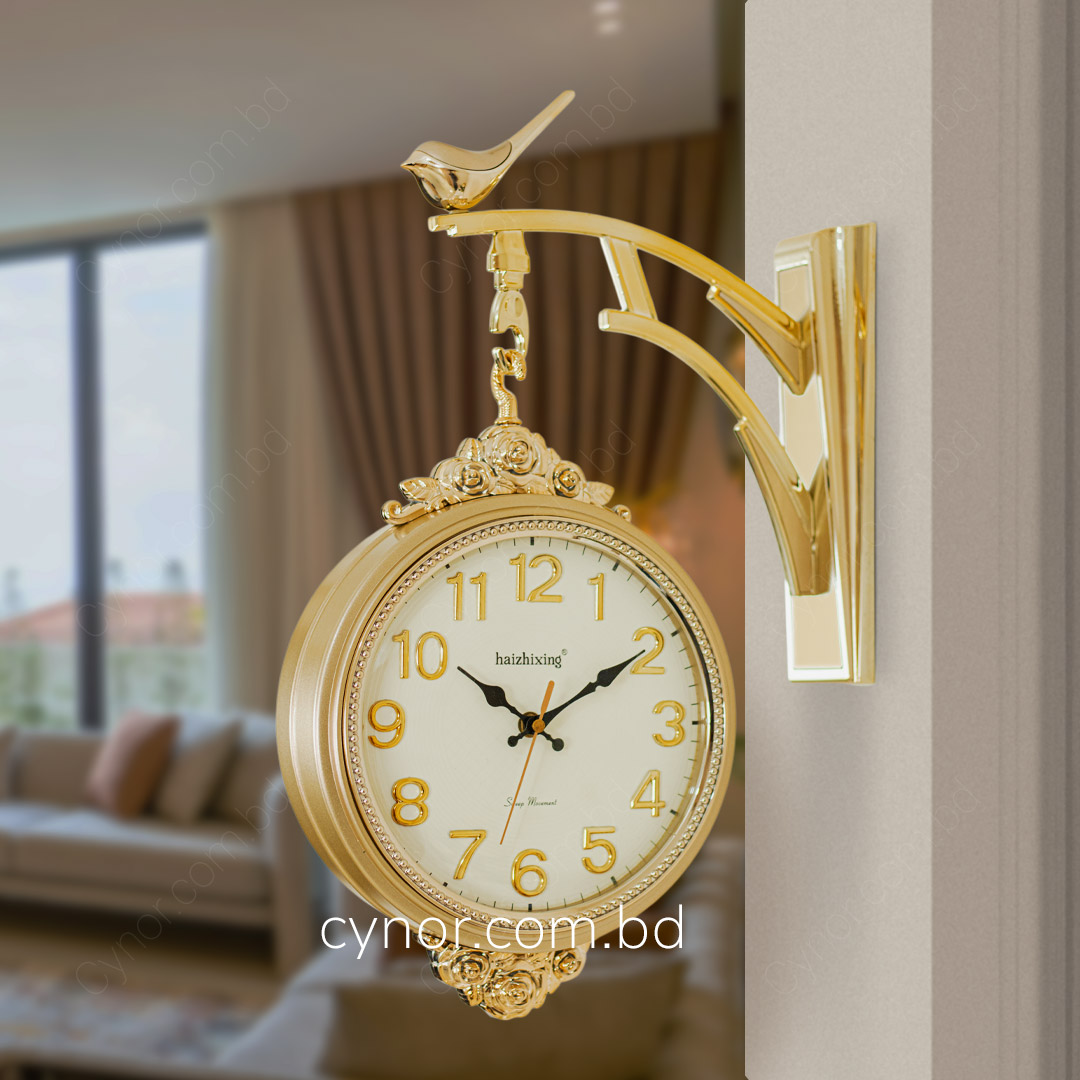WC634-Golden-Double-Sided-Station-Wall-Clock-Fiber-Body-Golden-Color-Floral-Design-(1)