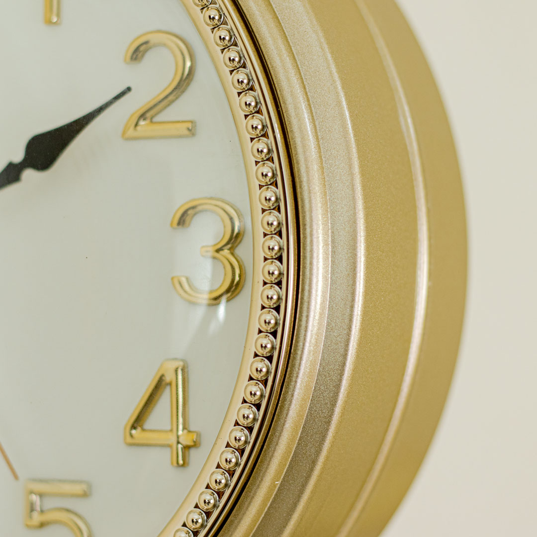 WC634-Golden-Double Sided Station Wall Clock Fiber Body Golden Color Floral Design (4)