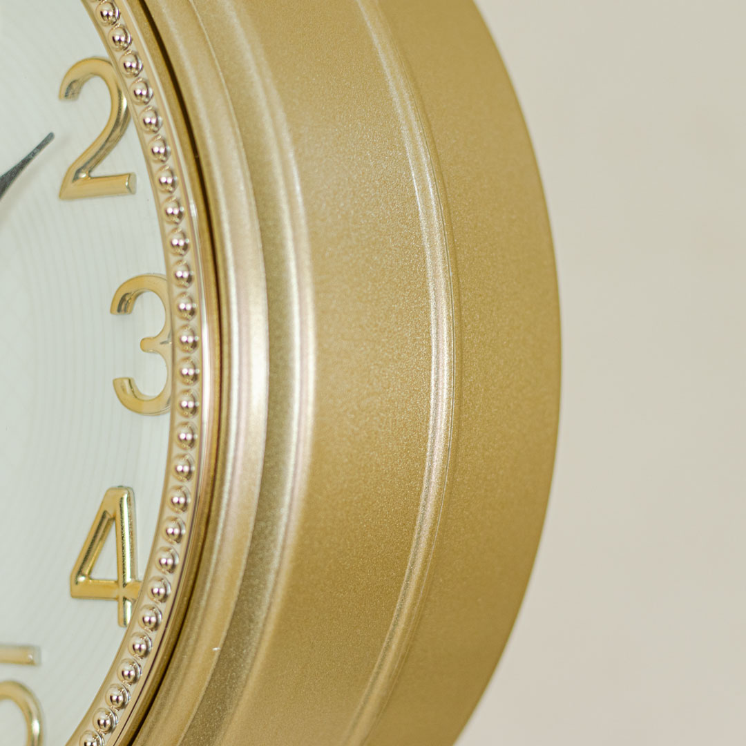 WC634-Golden-Double Sided Station Wall Clock Fiber Body Golden Color Floral Design (5)