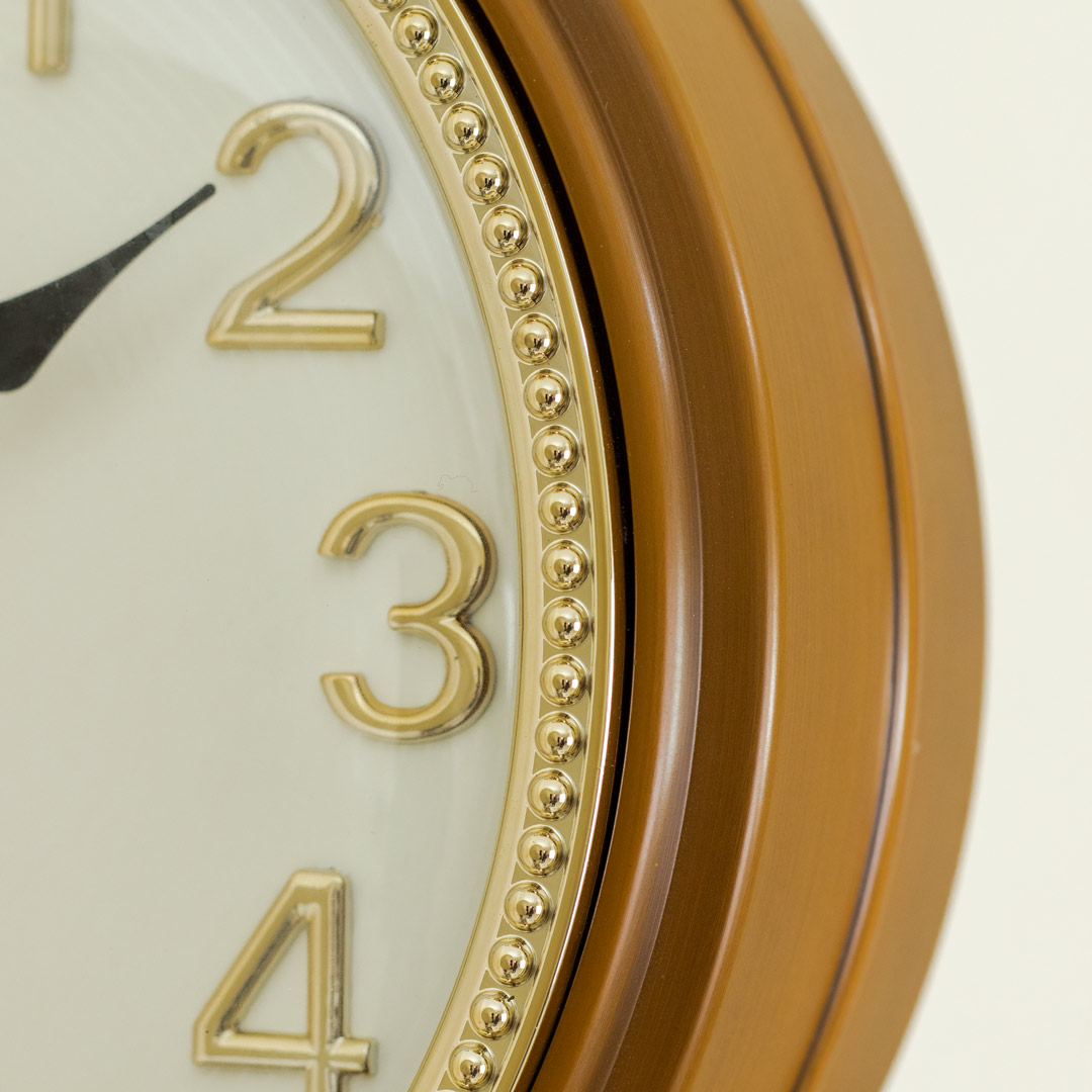WC634-Wood-Double Sided Station Wall Clock Fiber Body Wood Color with Golden Design (6)