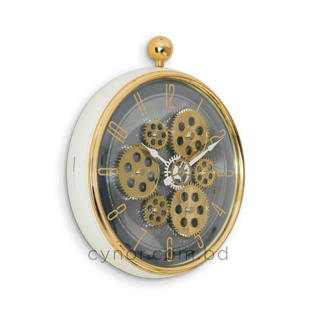 WC676-Ash-2-Golden Ash Moving Mechanical Gear Design Quartz Wall Clock Made with Fiber and Glass (7)