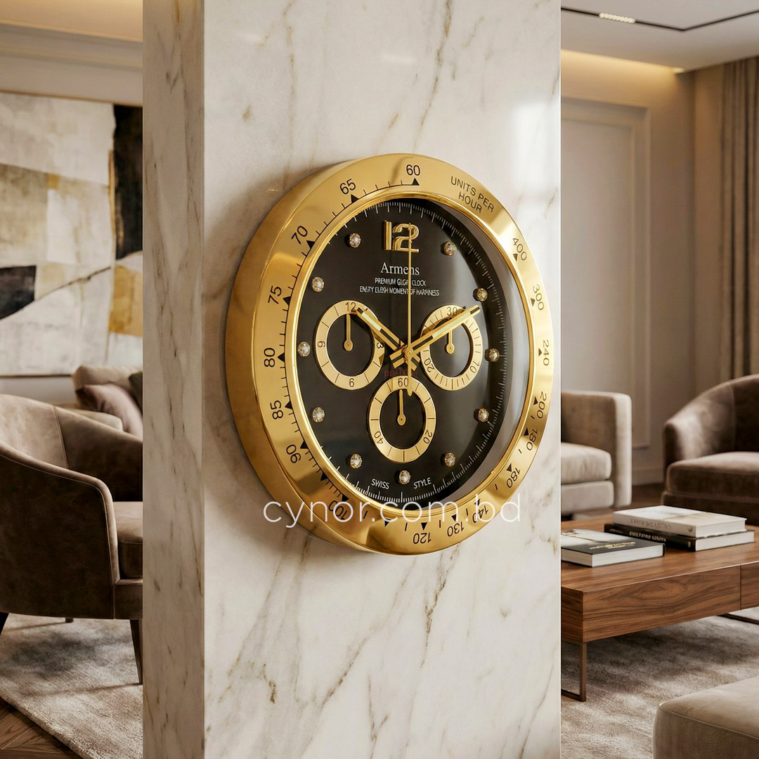 WC711-2-High Quality Stainless Steel Body with Chronograph Style Glass Dial Wall Clock (1)