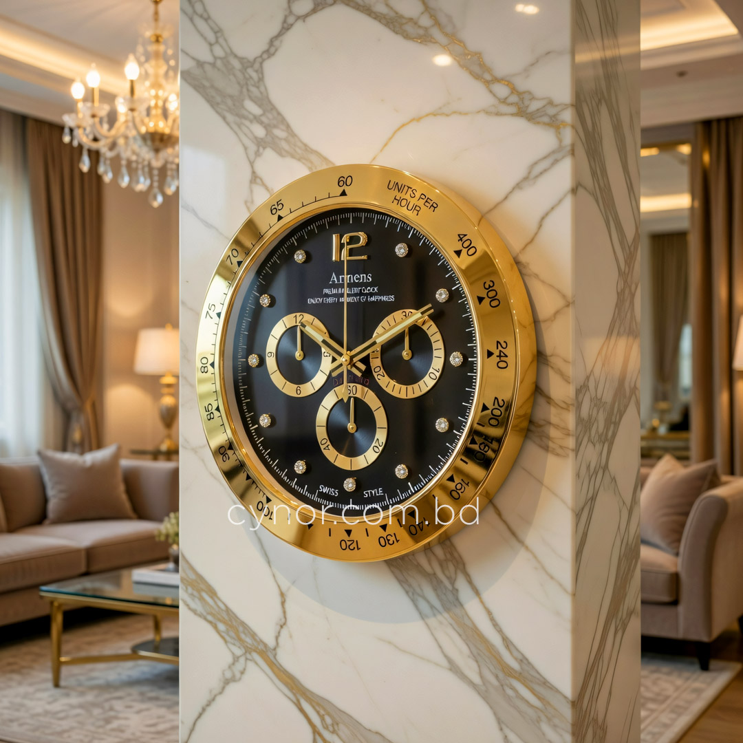 WC711-2-High Quality Stainless Steel Body with Chronograph Style Glass Dial Wall Clock (2)