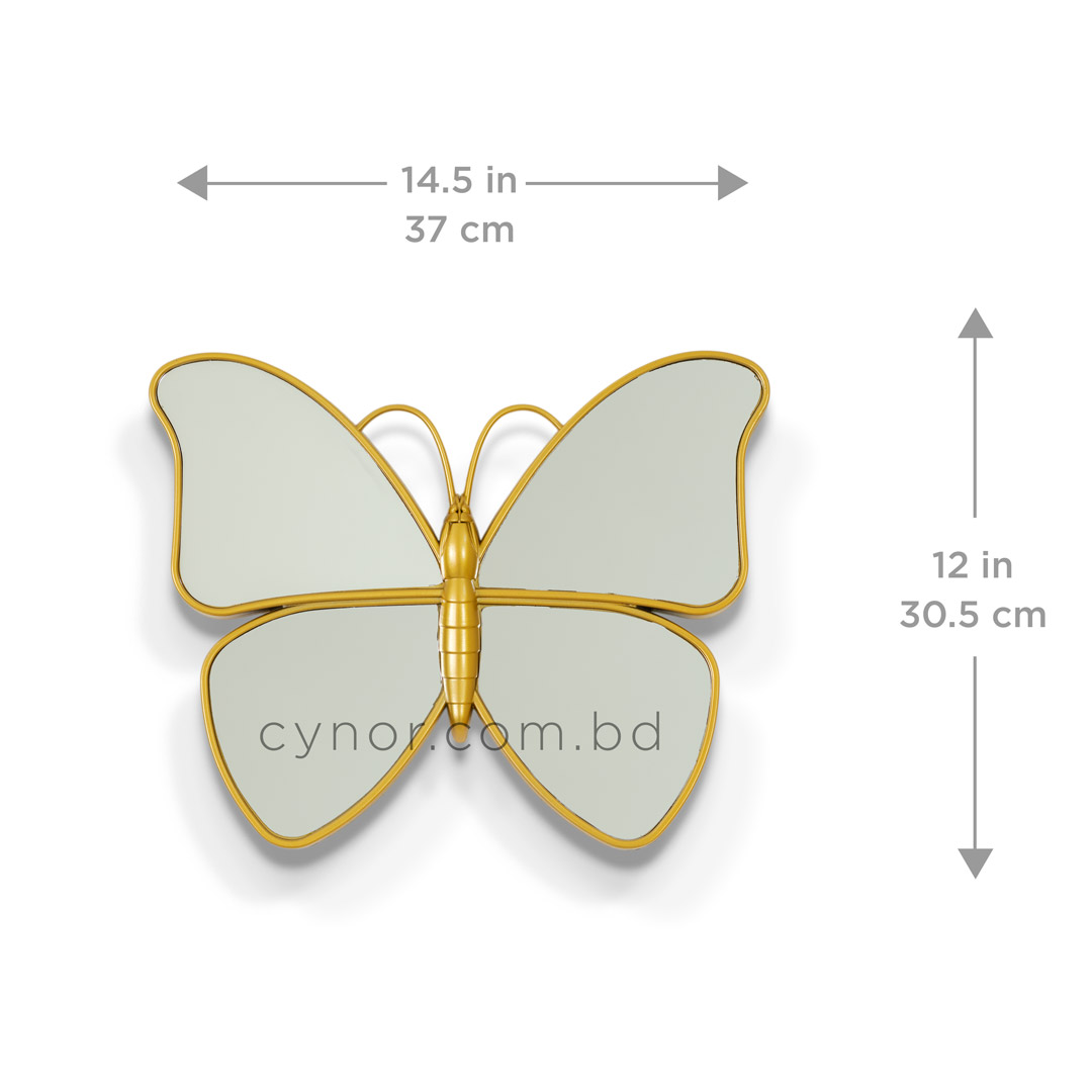 WR701- 3 Piece Butterfly Mirror Set Golden Fiber Wall Art Decor (4)