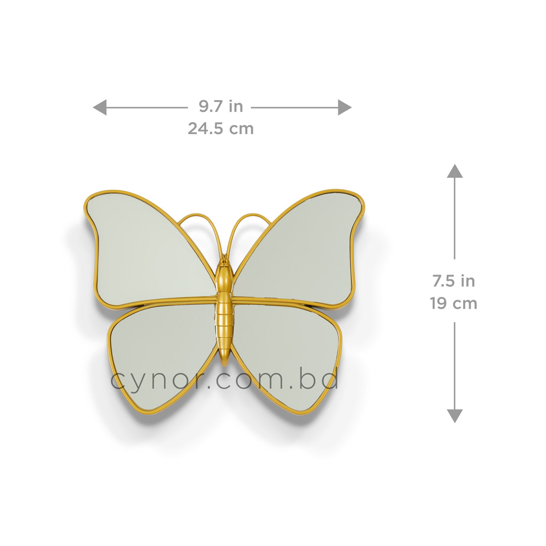 WR701- 3 Piece Butterfly Mirror Set Golden Fiber Wall Art Decor (5)