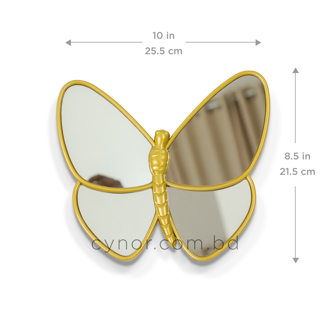 WR702-3 Piece Butterfly Mirror Set Golden Fiber Wall Art Decor (3)