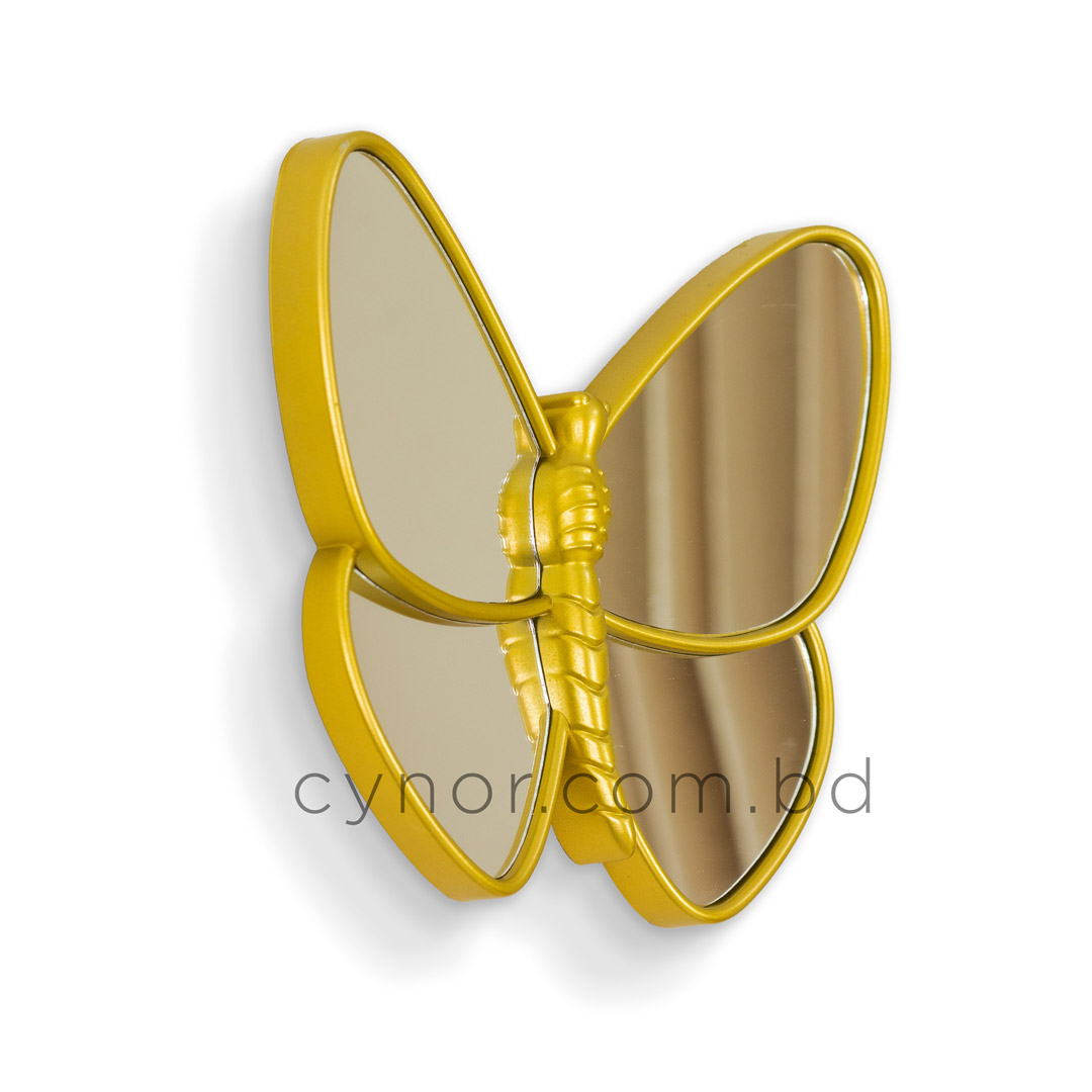 WR702-3 Piece Butterfly Mirror Set Golden Fiber Wall Art Decor (4)