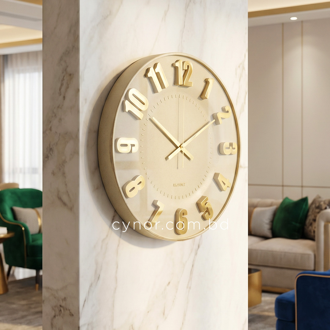 WC691-Cream-Cream Tile Texture Finish Fiber Glass Wall Clock (2)