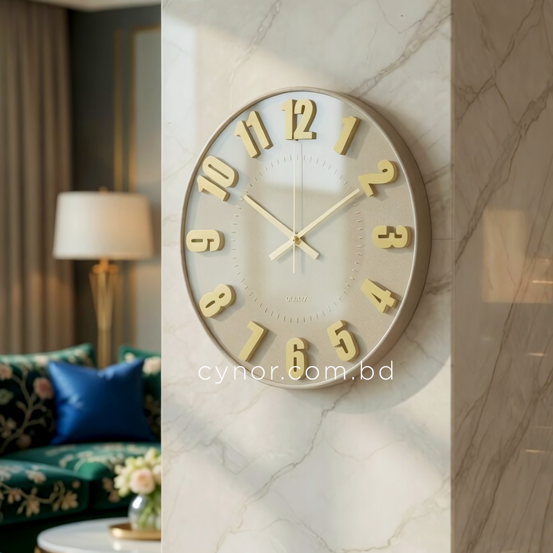 WC691-Cream-Cream Tile Texture Finish Fiber Glass Wall Clock (3)
