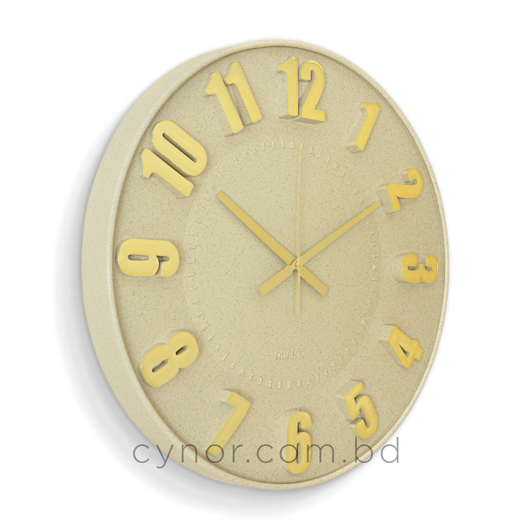 WC691-Cream-Cream Tile Texture Finish Fiber Glass Wall Clock (5)