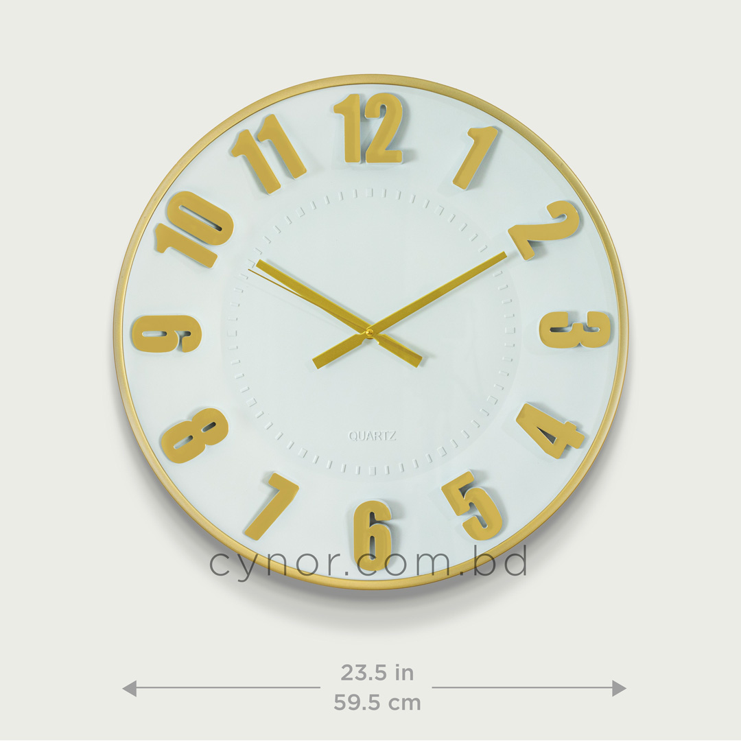 WC691-Large-Golden Wall Clock with White Dial Fiber and Glass Design (4)