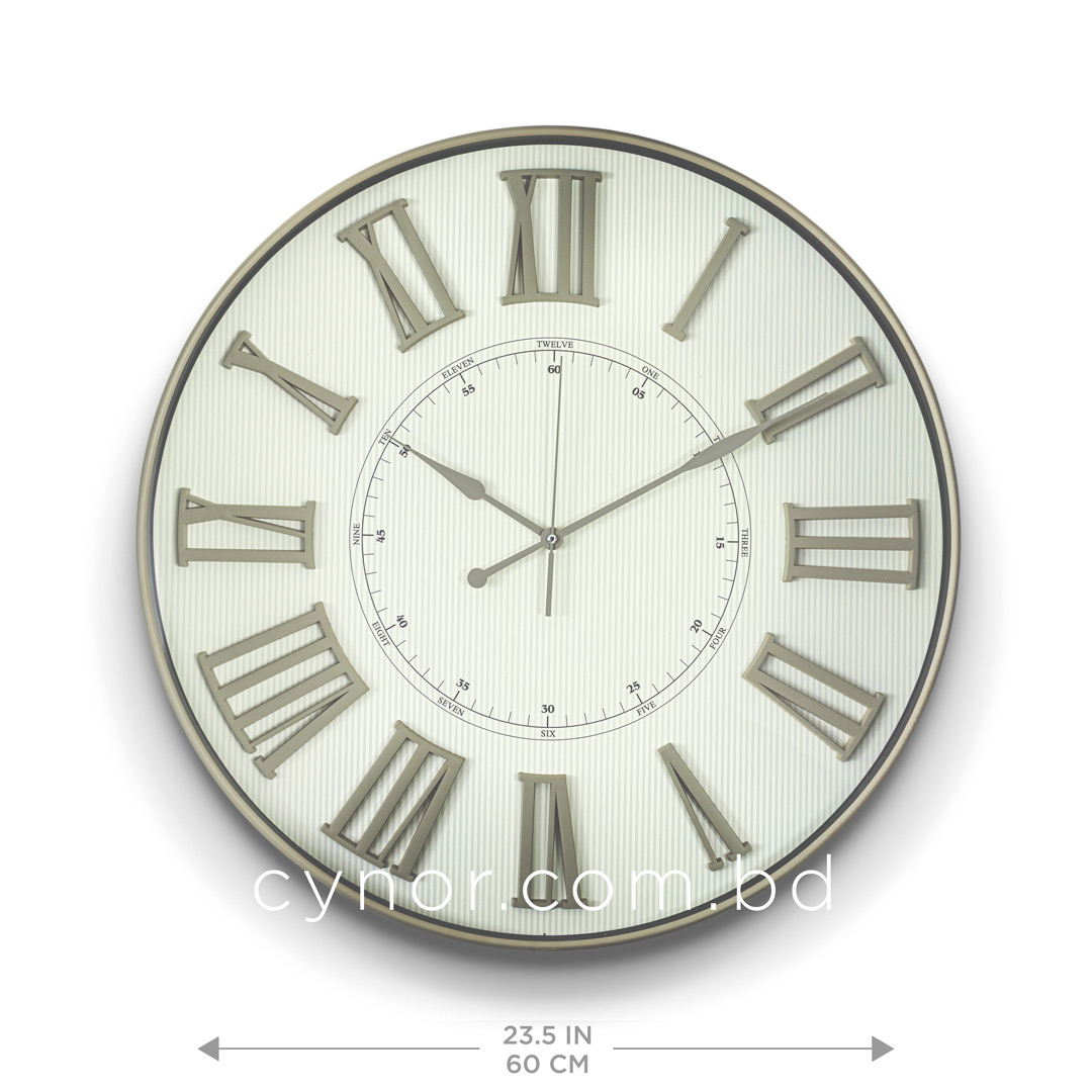 WC714-5-Antique Style Wall Clock with Glass Dial and Cream Color Fiber Body Design (5)