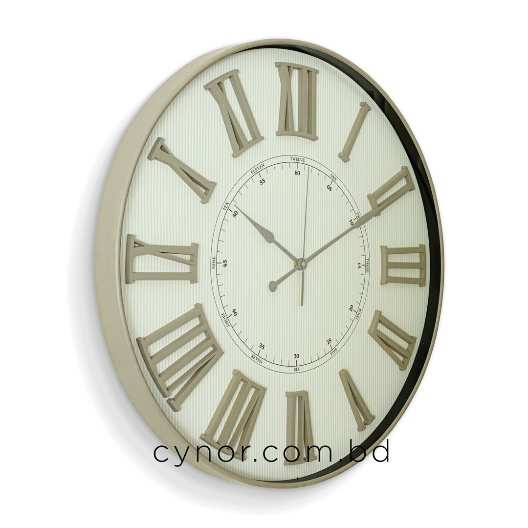 WC714-5-Antique Style Wall Clock with Glass Dial and Cream Color Fiber Body Design (6)