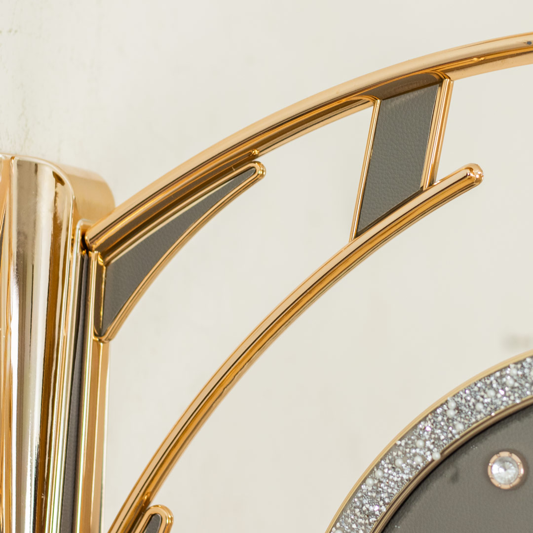WC738-Ash-Golden Double Sided Station Wall Clock Glitter Finish Ash Leather Texture Dial (10)