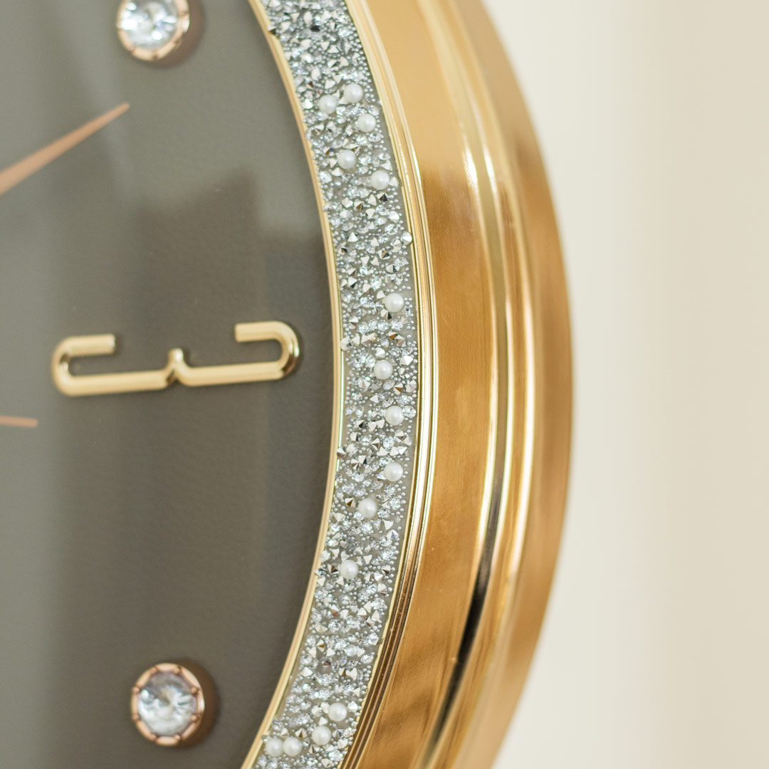 WC738-Ash-Golden Double Sided Station Wall Clock Glitter Finish Ash Leather Texture Dial (7)