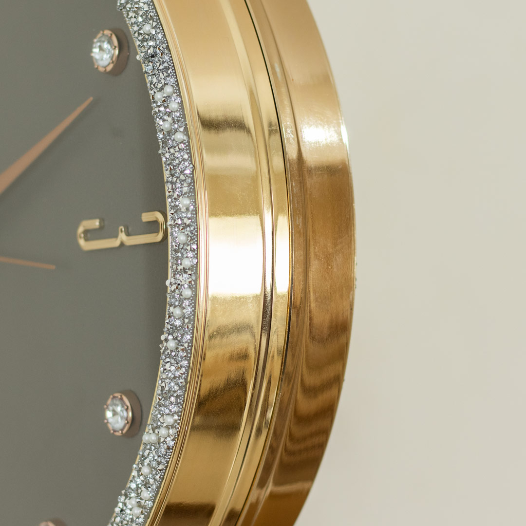 WC738-Ash-Golden Double Sided Station Wall Clock Glitter Finish Ash Leather Texture Dial (8)