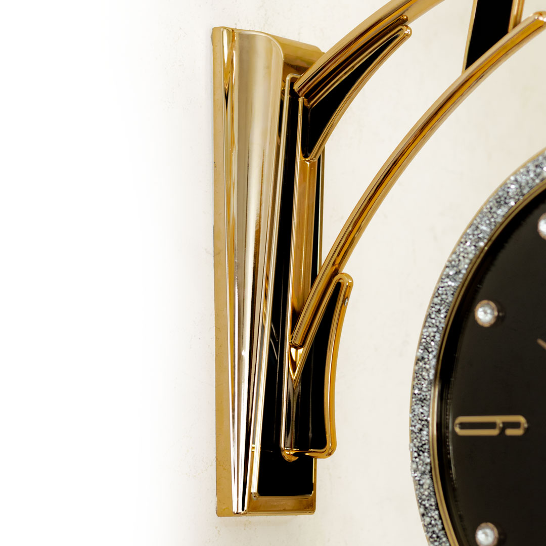WC738-Black-Golden Body Silver Sparkling Double Sided Station Wall Clock Black Dial (10)