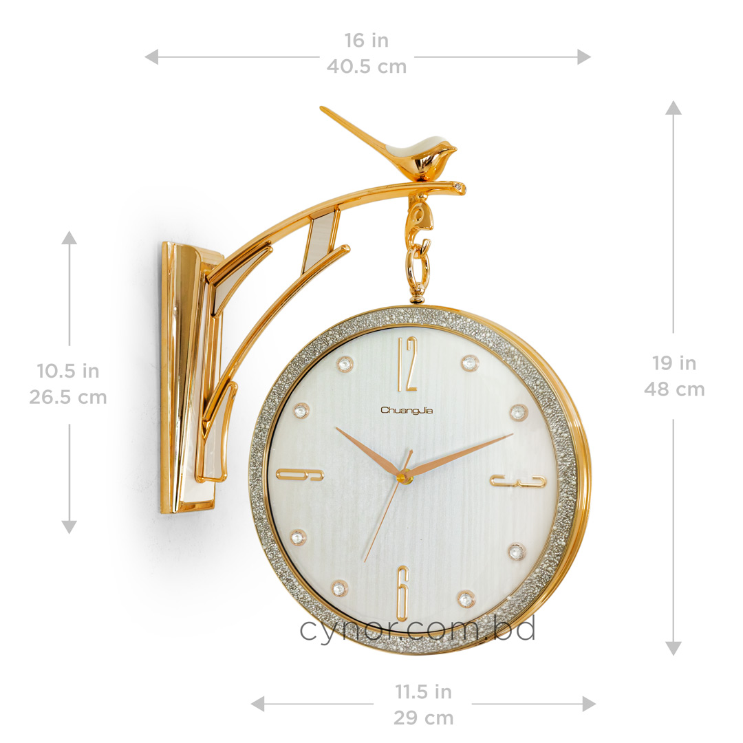 WC738-Golden-White-Double Sided Station Wall Clock Golden Body White Texture Dial (4)