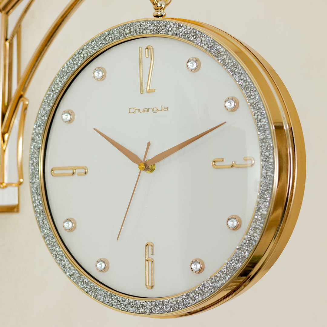 WC738-Golden-White-Double Sided Station Wall Clock Golden Body White Texture Dial (6)