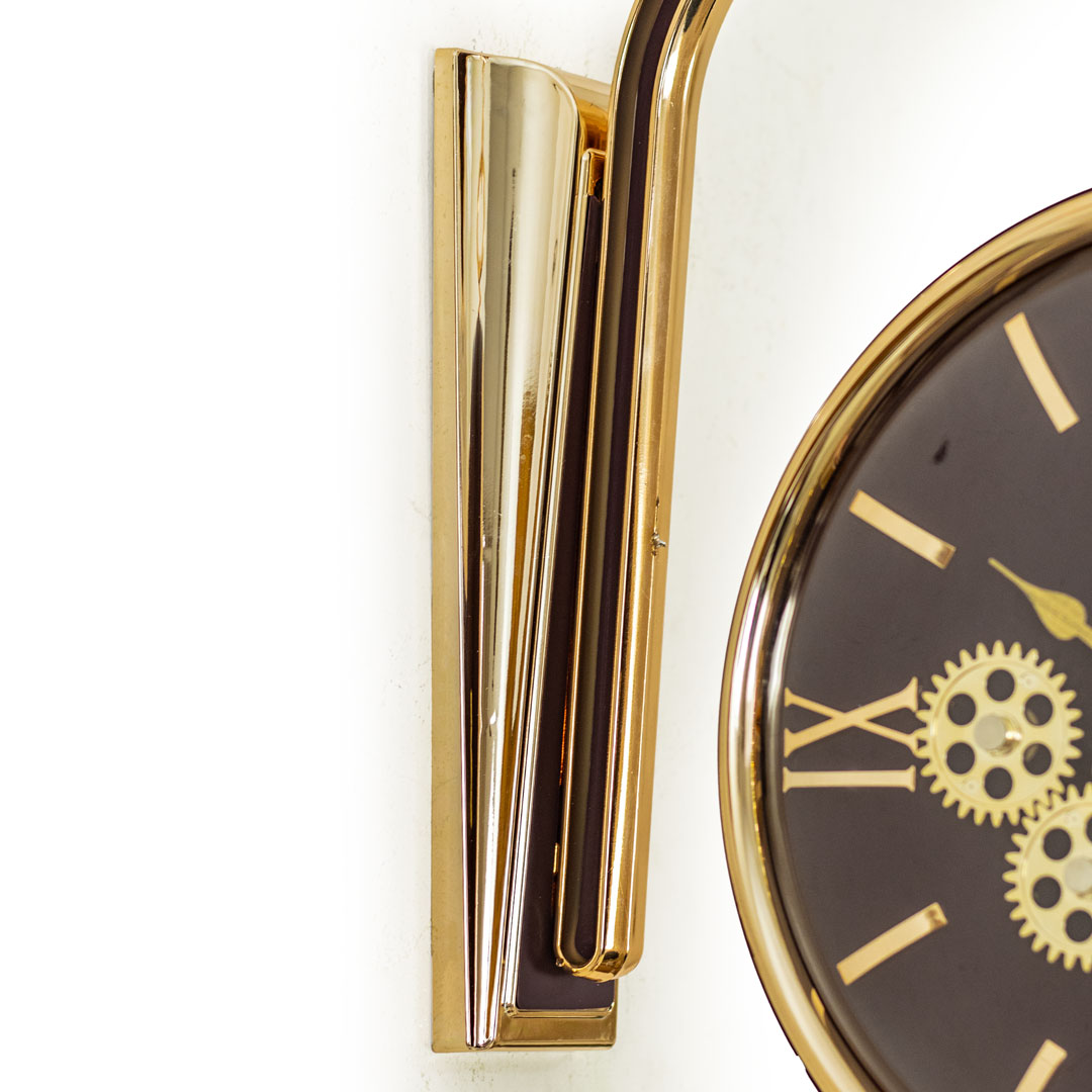 WC739-Maroon-Golden and Maroon Double Sided Station Wall Clock Moving Mechanical Gear Dial (9)