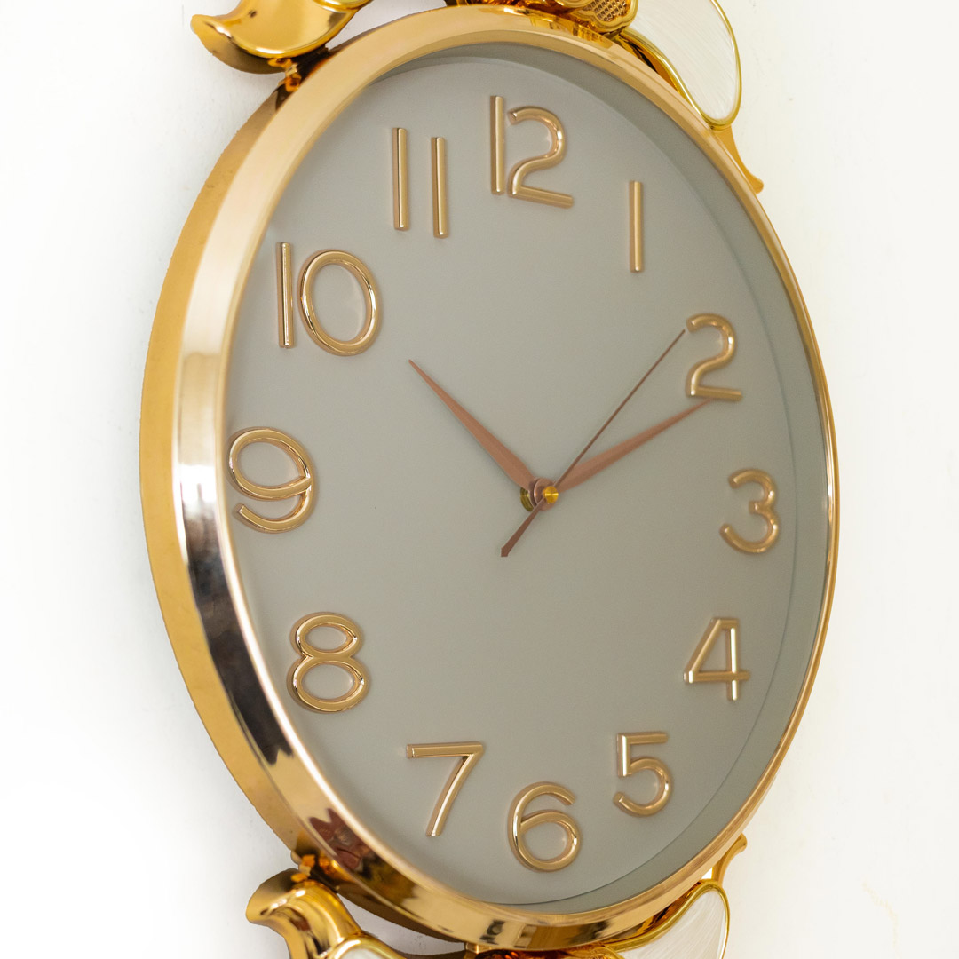 WC740-Ash-Pendulum Wall Clock Glass Dial Fiber Body Golden White Green Design (9)