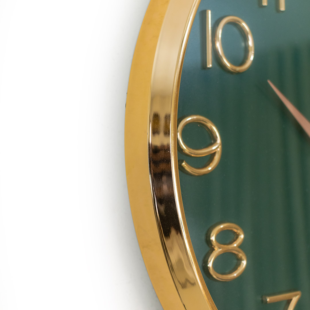 WC740-Green-Pendulum Wall Clock Green Dial Fiber Body Golden White Green Design (11)